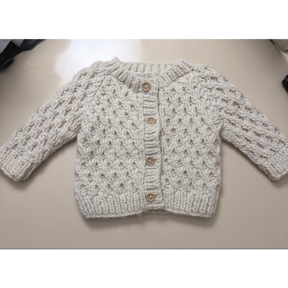 Baby HUGGALUGS Cream Knit Cardigan Sweater 18-24 Months